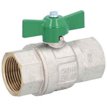 Ball valve 1 ", DIN-DVGW W570, PN40, brass / PTFE, green for drinking water according to EN13828, but