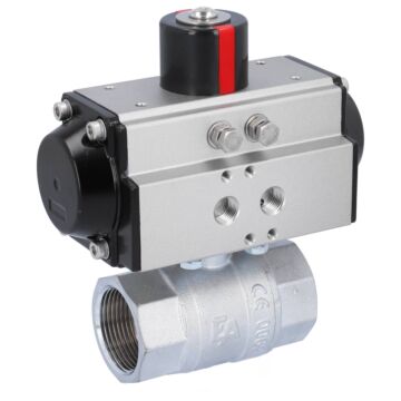 Kugelhahn KA 11/4", mit Antrieb OD50 Messing/PTFE-FKM, doppeltwirkend