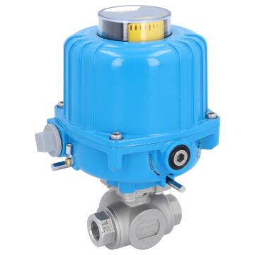 Ball valve BD, 3/8", actuator NE03, full bore st. st./PTFE-FKM, L-bore, 24V DC, oper. time 14sec