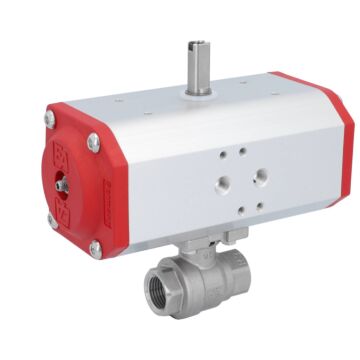 Kugelhahn MU 1/2", mit Antrieb EE, EW55 Edelstahl/PTFE-FKM, federrückstellend