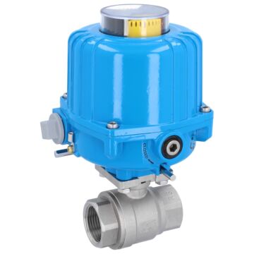 Kugelhahn MU, 1", mit Antrieb-NE03 Edelstahl/PTFE-FKM, 230V 50Hz, Laufzeit 12sek.