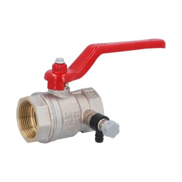 Ball valve 11/4 ", PN20, brass / PTFE-NBR, Female, with emptying