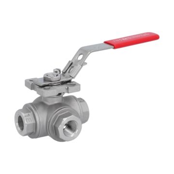 3-Wege Kugelhahn 3/8"-DIN2999, voller Durchgang T-Bohrung, Edelstahl 1.4408/PTFE-FKM, ISO5211,PN63