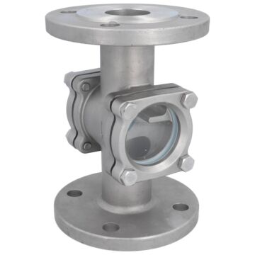 Schauglas DN50, Edelstahl CF8M/PTFE, EN558-28-F1 Deckelscheibe: bruchsicheres Glas (ESG), PN16