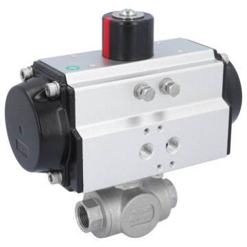 Ball valve BD, 1/2", with actuator-OE, SR65 Stainless steel/PTFE-FKM, L-bore, spring return