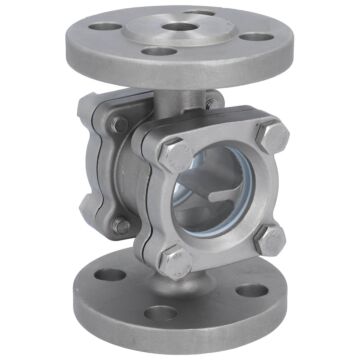 Schauglas DN15, Edelstahl CF8M/PTFE, EN558-28-F1 Deckelscheibe: bruchsicheres Glas (ESG), PN16