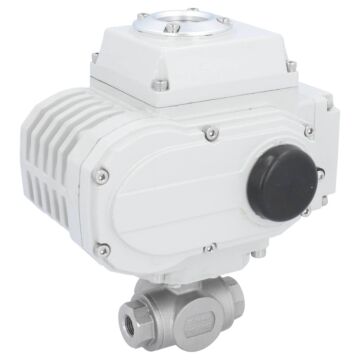 Kugelhahn-BD, 1/4", Antrieb LE05, voller Durchgang Ed./PTFE-FKM, T-Bohrung, 230V 50Hz, Laufzeit 20sek