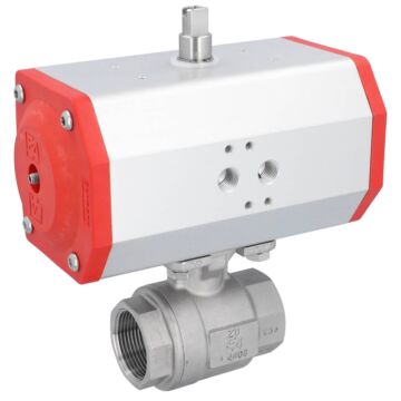 Kugelhahn ZU 11/4", mit Antrieb EE, EW85 Edelstahl/PTFE-FKM, federrückstellend