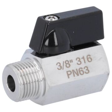 Mini-Kugelhahn, PN63, Edelstahl/PTFE-FKM Innen-/Außengewinde