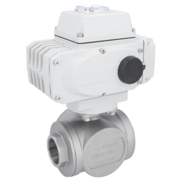 Kugelhahn-BD, 11/2", Antrieb LE10,voller Durchgang Ed./PTFE-FKM, T-Bohrung, 24V DC, Laufzeit 30sek