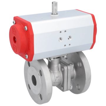 Ball valve ZP, DN25,with Drive-EE, EW63, stainless steel1.4408 / PTFE FKM, spring return