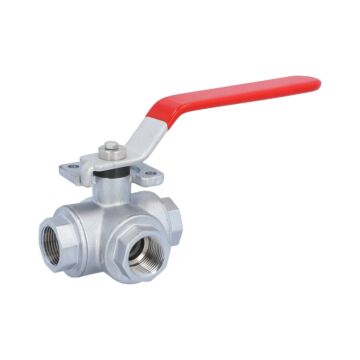 3-way ball valve 3/4 ", PN30, brass / PTFE FKM, T-bore, sealed on all