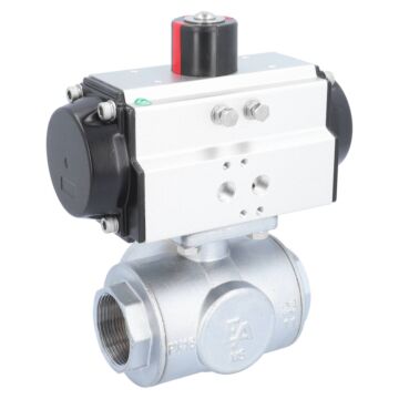 Kugelhahn-TN, 11/2", mit Antrieb-OD, DW65 Ms./PTFE-FKM, T-Bohrung, doppeltwirkend