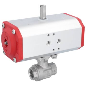 Kugelhahn ZU 1/2", mit Antrieb EE, EW55 Edelstahl/PTFE-FKM, federrückstellend