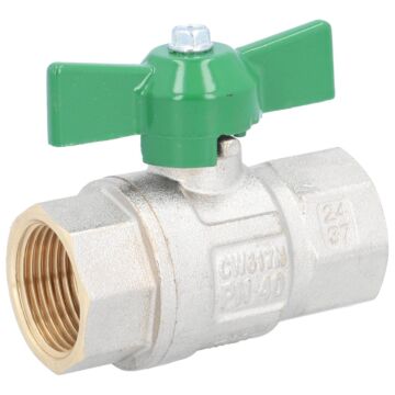 Ball valve 3/4 ", DIN-DVGW W570, PN40, brass / PTF, green for drinking water according to EN13828, but