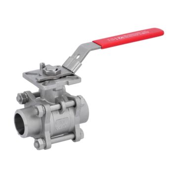 Kugelhahn, PN64, Edelstahl/PTFE-FKM 3-teilig, Anschweißende