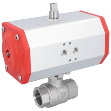 Kugelhahn, PN16, Antrieb EE Edelstahl/PTFE-FKM, pneumatisch, federrückstellend