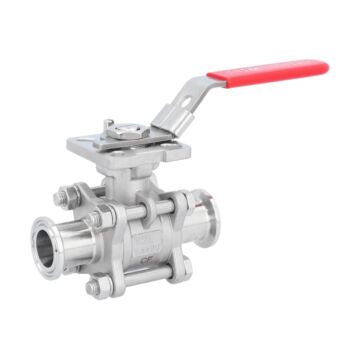 Kugelhahn DN20, PN63, 1.4408/PTFE-FKM, hohlraumarm Clamp nach DIN32676-Reihe A, ISO 5211, l=101mm