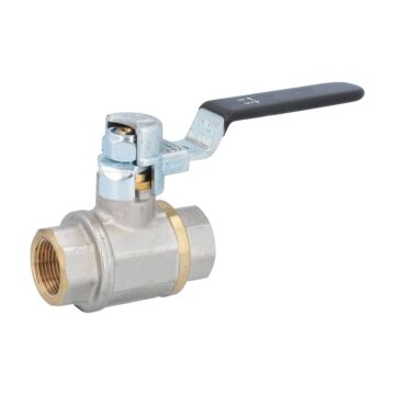 Kugelhahn 3/4", PN12, Ms/PTFE, mit Entleerung Innengewinde, voller Durchgang, Stahlhandhebel