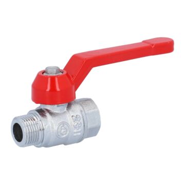 Ball valve 3/8 ", PN40, brass / PTFE FKM, Indoor / ext., Full bore, hand lever red