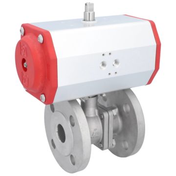 Ball valve ZP, DN32,with Drive-EE, EW85, stainless steel1.4408 / PTFE FKM, spring return