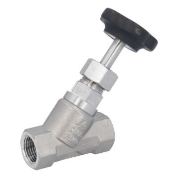 Angle seat valve 1/2", PN40, stainless steel 1.4408/PTFE