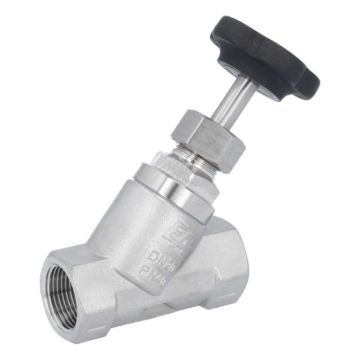 Angle seat valve 3/4", PN40, stainless steel 1.4408/PTFE