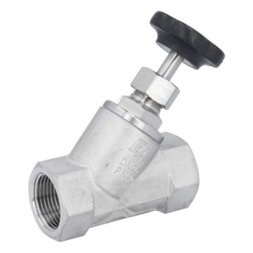 Angle seat valve 1", PN40, stainless steel 1.4408/PTFE