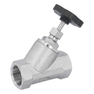 Angle seat valve 11/4", PN40, stainless steel 1.4408/PTFE