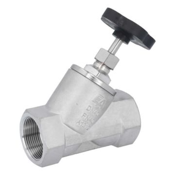 Angle seat valve 11/2", PN40, stainless steel 1.4408/PTFE