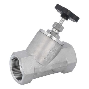 Angle seat valve 2", PN40, stainless steel 1.4408/PTFE