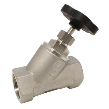 Angle seat valve 3", PN40, stainless steel 1.4408/PTFE