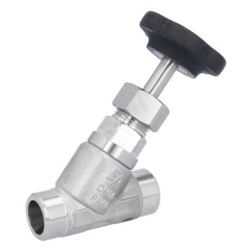 Angle seat valve DN15, PN40, DIN3239, stainless steel 1.4408/PTFE