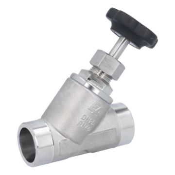 Angle seat valve DN25, PN40, DIN3239, stainless steel 1.4408/PTFE