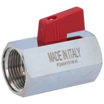 Mini ball valve 3/4", brass/PTFE-NBR, PN15, female thread, red handle