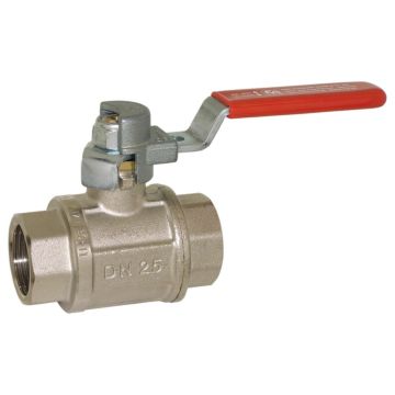 Ball valve 1/4 ", PN12, brass / PTFE, with drain, Female, full bore, steel lever