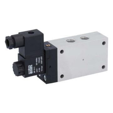 5/2-way solenoid valve 1/4 ", 24V50Hz, 3-10bar with manual override Aluminum / NBR