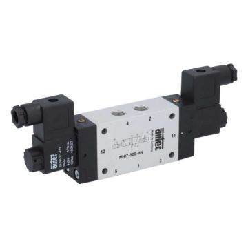 5/2-Wege Magnetventil 1/4", 24VDC, Impulsausf.3-10bar,Alu/NBR,Handnotb.