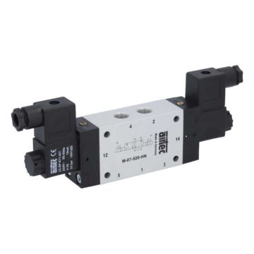 5/2-way solenoid valve 1/4 ", 230V50Hz, impulsetype 3-10bar, Aluminum / NBR, manual overri