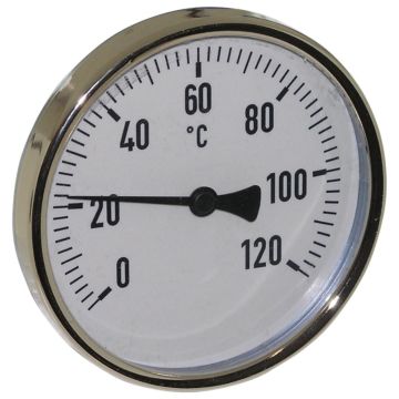 Thermometer, Stahl, Ø100mm, Schaftlänge: 40mm, 1/2"-axial, Anzeigebereich: 0 bis 120°C