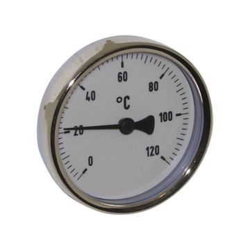 Thermometer, Stahl, Ø63mm, Schaftlänge: 40mm, 1/2"-axial, Anzeigebereich: 0 bis 120°C