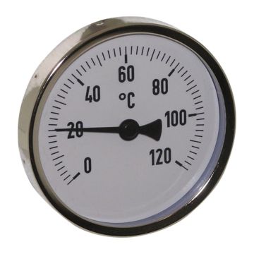 Thermometer, Stahl, Ø80mm, Schaftlänge: 40mm, 1/2"-axial, Anzeigebereich: 0 bis 120°C