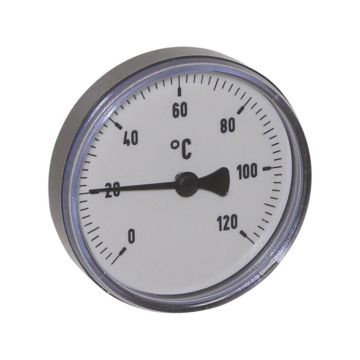 Thermometer, Kunststoff, Ø80mm, Schaftlänge:40mm, 1/2"-axial, Anzeigebereich: 0 bis 120°C