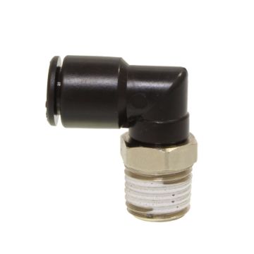 Elbow, conical, swivelling, D04-G1/4", automatic plug connection-short, plastic