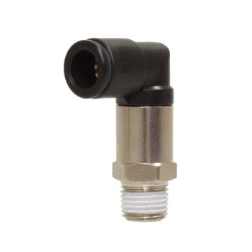 Elbow, conical, swivelling, D04-G1/4", automatic plug connection-long, plastic