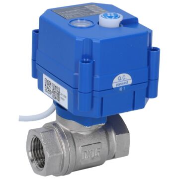 Kugelhahn-KE, 1/2", voller Durchgang, 24VAC/DC, 5W Edelstahl 1.4301/PTFE-FKM,  IP67