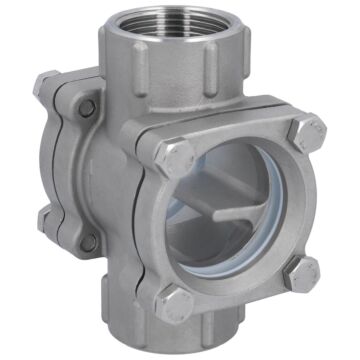 Schauglas G11/4", Edelstahl CF8M/PTFE, EN558-28-F1 Deckelscheibe: bruchsicheres Glas (ESG), PN16
