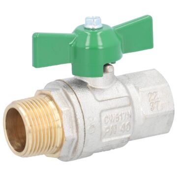 Ball valve 3/4 "F / M, DIN-DVGW W570, PN40, brass , green for drinking water according to EN13828, but