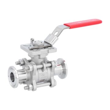 Kugelhahn DN15, PN63, 1.4408/PTFE-FKM, hohlraumarm Clamp nach DIN32676-Reihe A, ISO 5211, l=89mm