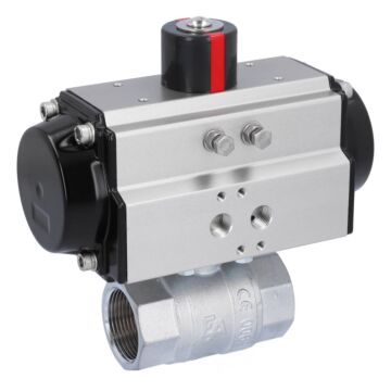 Kugelhahn KA 11/4", mit Antrieb OE65 Messing/PTFE-FKM, federrückstellend